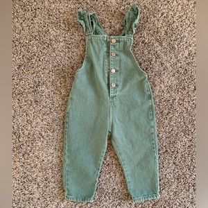 Zara Ruffled Denim Overalls